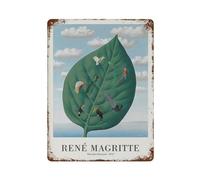 xiaoxiaoshen René Magritte Surrealista de mediados de siglo, decoración de pared, póster de metal moderno, decoración del hogar, bar, tienda, letrero vintage, 40 x 30 cm