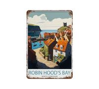 xiaoxiaoshen Robin Hood's Bay Yorkshire Travel Coastal Town Gift for Travelers And_5 Wall Decor Art Metal Tin Poster Modern Home Decor Art Home Bar Shop Decor Vintage Sign 30 x 20 cm
