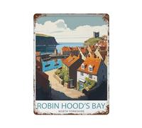 xiaoxiaoshen Robin Hood's Bay Yorkshire Travel Coastal Town Gift for Travelers And_5 Wall Decor Art Metal Tin Poster Modern Home Decor Art Home Bar Shop Decor Vintage Sign 40 x 30 cm