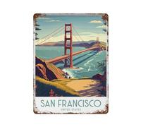 xiaoxiaoshen San Francisco Travel Golden Gate Bridge_1_3 - Póster de metal para decoración de pared, decoración moderna del hogar, bar, tienda, decoración vintage, 40 x 30 cm