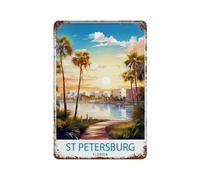 xiaoxiaoshen San Petersburgo Florida Travel Pete Beach Regalo para Florid_1_3 Decoración de pared Arte de metal Póster moderno Decoración del hogar Arte Bar Tienda Decoración Vintage Cartel 30 x 20 cm