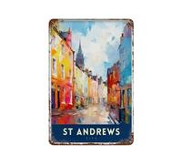xiaoxiaoshen St Andrews Fife Travel Scotland Illustr_5 - Póster de metal para decoración de pared, decoración moderna del hogar, bar, tienda, decoración vintage, 30 x 20 cm