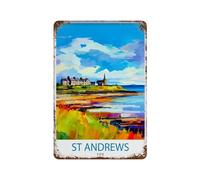 xiaoxiaoshen St Andrews Fife Travel Scotland Illustrati_5 - Póster de metal para decoración de pared, moderno, decoración del hogar, bar, tienda, decoración vintage, 30 x 20 cm