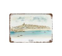 xiaoxiaoshen St Ives Corn Coastal Town Cornish Seaside Harbor British Beach UK Vill Wall Decor Art Metal Tin Poster Modern Home Decor Art Home Bar Shop Decor Vintage Sign 20 x 30 cm
