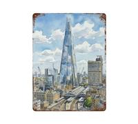 xiaoxiaoshen The Shard London England City Skyline Gift for UK Travel Scenic_10 Wall Decor Art Metal Tin Poster Modern Home Decor Art Home Bar Shop Decor Vintage Sign 40 x 30 cm