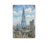 xiaoxiaoshen The Shard London England City Skyline Gift for UK Travel Scenic_10 Wall Decor Art Metal Tin Poster Modern Home Decor Art Home Bar Shop Decor Vintage Sign 30 x 20 cm