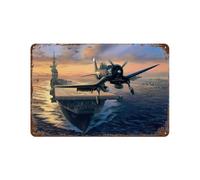 xiaoxiaoshen Vought F4U-Corsair Fighter Plane - Póster de metal para decoración de pared, decoración moderna para el hogar, bar, tienda, decoración vintage, 20 x 30 cm