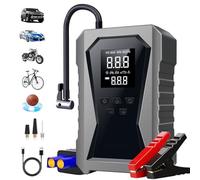 XIAOXIAOYU Arrancador de coche portátil - Pack de energía de arranque 12V con compresor de aire para neumáticos,Banco de energía recargable digital Booster de arranque automático para garaje taller
