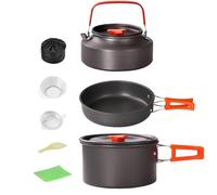 XIAOXIAOYU Cocina Conjunto Camping Set 3 Piezas Viaje Compacto, batería Antiadherente portátil Olla sartén hervidor para Acampar Senderismo al Aire Libre Picnic