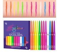 XIAOXIAOYU Colorido delineador de ojos, delineador de ojos líquido de color - Delineador de ojos líquido con punta de pluma de alta precisión, 12 colores, impermeable, fluorescente UV,Suministros de