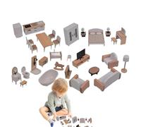 XIAOXIAOYU Conjunto de Muebles de Casa de Madera, Muebles de Juego para, Kit de Sala de Muebles de Juego, Muebles de Casa de Madera, Juguetes para Todos-Pequeños, Juego interactivo, Muebles