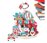 XIAOXIAOYU Decoración de Bandejas Escalonadas, Centro De Mesa De 9 Piezas, Juego de Decoración de Bloques de Madera para Bandeja Escalonada, Para Boda Fiesta Navidad Sala de Estar Restaurante Jardín