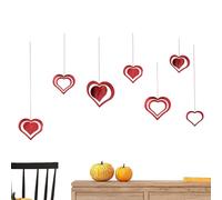 XIAOXIAOYU Decoraciones de techo en forma de corazón, corazones colgantes para el día de San Valentín, 7 x decoraciones de corazón hueco rojo | Guirnalda decorativa en forma de corazón, pancartas de