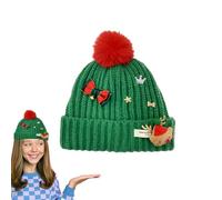 XIAOXIAOYU Gorro de Navidad, gorro de punto de Papá Noel, gorro de lana impreso, gorro de ganchillo para Navidad
