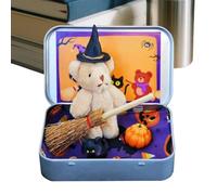 XIAOXIAOYU Pequeña Bruja en Caja de Halloween - Oso de Peluche Infantil Truco Oro Treat | Juguete Decorativo Bruja de Peluche para Casa Fiesta y Dormitorio