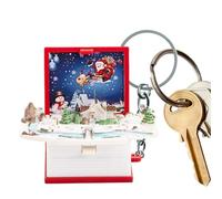 XIAOXIAOYU Pequeño libro emergente, lindo llavero para niños, libro de Navidad pop-up llavero de juguete | Colgante creativo para mochila, lindo llavero, decoración del árbol de Navidad