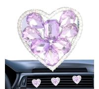 XIAOXIAOYU Perfume de salida de aire para coche, ambientador en forma de corazón para rejilla de ventilación de coche, ambientador con forma de corazón de amor con diamantes de imitación para rejilla