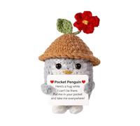 XIAOXIAOYU Pingüino Positivo de Punto,pingüino Positivo de Ganchillo | Pingüino de energía con Tarjeta de Aliento | Muñeca de Sombrero, Juguete pequeño y Lindo para animar a
