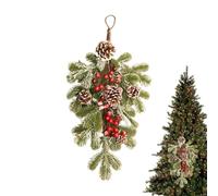 XIAOXIAOYU Swag de Navidad, guirnaldas artificiales de Navidad, guirnaldas artificiales coloridas, 21,65 x 13,78 pulgadas, simulación de agujas de pino, bayas y bayas, corona de pino artificial
