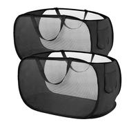 xiaoxiaozhijia 2 piezas Cesto Ropa Plegable,36 * 36 * 58 cm,Cesta Plegable con Asa,Bolsa de Malla de Lavandería Pop Up para la Guardería Dormitorio de la Universidad Camping y Viajar (Black)