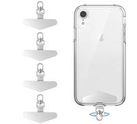 xiaoxiaozhijia 4 Pizza 0.3mm Cadena de Teléfono Móvil Almohadillas Universales,Patches para Cuerda para Movil con 360°Articulación Giratoria de Acero Inoxidable para Todos los Casos (plateado)