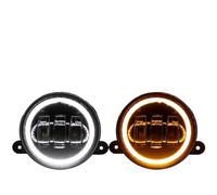 XIAOYANS Faro Coche Para Jeep JK 7 Pulgadas Faros LED Redondos | Lente Proyector Negra Haz DRL Hi/lo Faros Antiniebla 4 " Anillo Halo Blanco 2 Uds.(4inch)