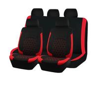 XIAOYANS Fundas Asientos Coche Universales Juego Fundas Universales Poliéster para Asientos Coche Carreras Bordado Hexagonal Accesorios Interiores Esponja Compuesta Cremallera(9pcs Red)