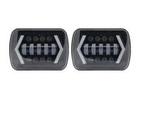 XIAOYANS Juego De Faros Delanteros Para Jeep Para Cherokee XJ Para Wrangler YJ H6054 5x7 7x6 Faros delanteros LED Luz alta Para señal de giro Para DRL Faro Principal(2x Black B)