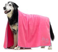 Xiaoyixian Lucky Paws - Toalla de microfibra súper absorbente para perro, secado rápido, súper suave, toallas de primera calidad para mascotas, vendedor con sede en el Reino Unido, rosa