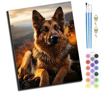 XIAOYOUQIAN Aggressive German Shepherd Dog Portrait,Pintar Por Numeros Adultos,Paint By Numbers Adult,Pintura Por Numeros,Lienzos Para Pintar Acrilico Niños Con,40 X 50Cm，Sin marco