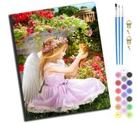 XIAOYOUQIAN Angel In The Garden,Pintar Por Numeros Para Adultos,Pintura Por Números Niños Con Pinceles Y Pinturas,Diy Pintura Al Óleo Para El Hogar Regalo,40X50Cm,Sin marco