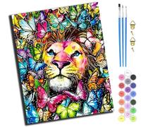 XIAOYOUQIAN Beautiful Lion Among Butterflies,Diy Pintar Por Numeros Adultos - Manualidades Pintura Acrilica Kit Cuadro Diy Completo,40X50Cm,Sin marco