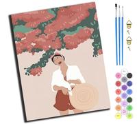 XIAOYOUQIAN Beauty Under The Shade Of Flowers,Pintura Por Números Para Adultos Niños Principiantes,40 X 50 Cm,Pintura Con 3 Pinceles Niños Painting By Number Kit,Sin marco