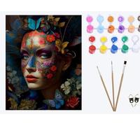 XIAOYOUQIAN Belleza clásica de máscara de ojos punk，Pintar por Numeros Adultos, DIY Pintura por Números, Kit de Pintura al óleo de Lienzo DIY para Niños con Pinceles, 40 x 50cm,con marco