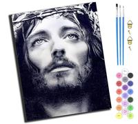 XIAOYOUQIAN Black And White Religious Jesus,Pintar Por Números Para Adultos Niños,16X20 Pulgadas,Diy Número Kits De Pintura,Pintado A Mano Pintura Al Óleo Arte De Regalos,Sin marco