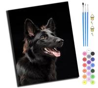 XIAOYOUQIAN Black Dog German Shepherd,Pintar Por Numeros,Diy Cuadro Al Óleo Con Números Para Kit De Pintura Al Óleo Digital Para Adultos Y Niños De Regalos,40X50Cm,Sin marco