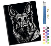 XIAOYOUQIAN Black German Shepherd Pet Dog Portrait,Pintar Por Numeros Adultos,Diy Pintura Por Números,Kit De Pintura Al Óleo De Lienzo Diy Para Niños Con Pinceles,40 X 50Cm,Sin marco