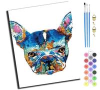 XIAOYOUQIAN Blue Watercolor Dog French Bulldog,Juego De Pintura Por Números Para Adultos,Lienzo De Pintura Al Óleo Con Pinceles Y Pintura,Como Regalo De Decoración Del Hogar,40 X 50 Cm,Sin marco