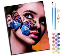 XIAOYOUQIAN Butterfly Kiss Beauty,Pintar Por Numeros Adultos Niños,Diy Pintura Por Numeros Cuadros Para Pintar Por Numeros Kit Con Pinceles Y Pinturas Acrilicos,40X50Cm,Sin marco