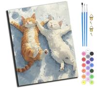 XIAOYOUQIAN Cat Angel On The Snow,Pintar Por Numeros Adultos,Diy Pintura Por Números，Con Pinceles Y Pintura Acrilica,40X50 Cm,Sin marco
