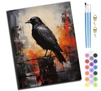 XIAOYOUQIAN Dark Animal Black Crow,Pintura Por Números Para Adultos,Diy Pintura Por Números,Kit De Pintura Al Óleo De Lienzo Para Con Pinceles,40X50 Cm,Con Marco