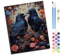 XIAOYOUQIAN Dark Night Flower Crow,Pintar Por Numeros Adultos Niños,Diy Pintura Por Numeros Cuadros Para Pintar Por Numeros Kit Con Pinceles Y Pinturas Acrilicos,40X50Cm,Con Marco