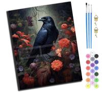 XIAOYOUQIAN Dark Night Flower Crow,Pintura Por Números,40X50Cm,Diy Kit De Pintar Con Números,Pintura Al Óleo Con Pinceles Y Pigmento Acrílico Para Adultos Y Niños,Con Marco
