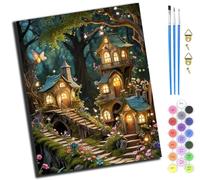 XIAOYOUQIAN Fairy Tale House In Firefly Forest,Pintar Por Numeros Adultos - Manualidades Pintura Acrilica Kit Cuadro Diy Completo - 40X50Cm -Sin marco