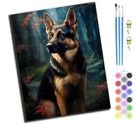 XIAOYOUQIAN German Shepherd In The Rain,Pintar Por Numeros Adultos,Diy Pintura Por Números,Kit De Pintura Al Óleo De Lienzo Diy Para Con Pinceles,Pigmento Acrílico,40 X 50Cm,Sin marco