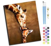XIAOYOUQIAN Giraffe Kiss Animation,Pintura Por Números,40X50Cm,Diy Kit De Pintar Con Números,Pintura Al Óleo Con Pinceles Y Pigmento Acrílico Para Adultos Y Niños,Sin marco