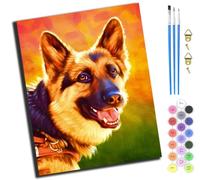 XIAOYOUQIAN Golden German Shepherd Cute Pet Dog,Pintar Por Numeros,Diy Cuadro Al Óleo Números Kit De Pintura Al Óleo Para Adultos Y Niños De Lienzo Decoración Para El Hogar,40X50Cm,Sin marco