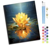 XIAOYOUQIAN Golden Lotus Holy Light,Pintar Con Numeros Adultos,Con Tres Pinceles Y Pintura Acrílica,Cuadros Para Pintar Por Numeros Diy Para Principiantes,40X50 Cm,Sin marco