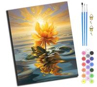 XIAOYOUQIAN Golden Lotus Sunrise,Pintar Por Numeros Adultos,Diy Pintura Por Números,Con Pinceles Y Pintura Acrilica,40X50 Cm,Sin marco