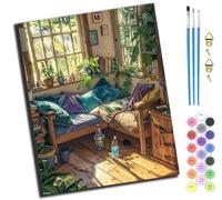 XIAOYOUQIAN Green Corner Under The Sun,Pintar Por Números Para Adultos Niños,16X20 Pulgadas,Diy Número Kits De Pintura,Pintado A Mano Pintura Al Óleo Arte De Regalos,Sin marco